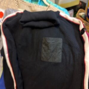 Talbots Women’s Black Turtleneck Sweater with Red and White Accents